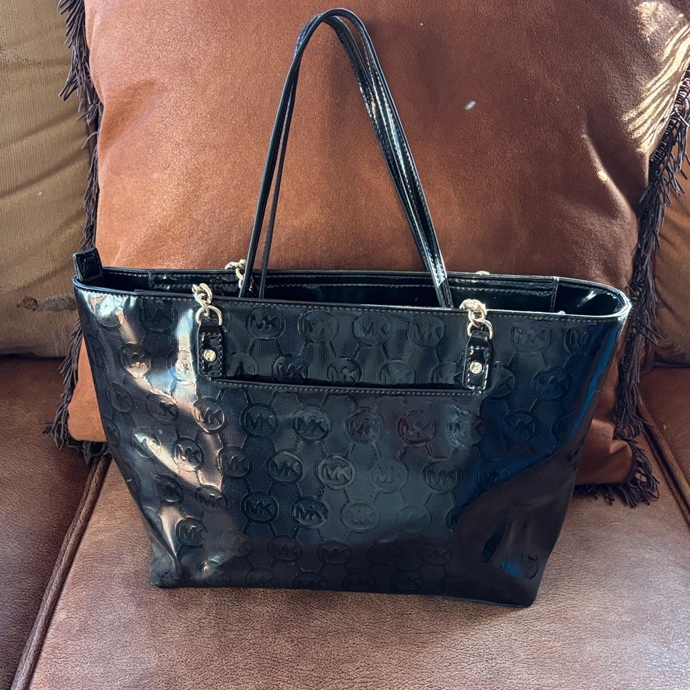 Michael Kors Black patent leather tote bag